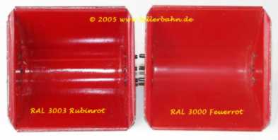 die beiden Rottöne RAL 300 und RAL 3003